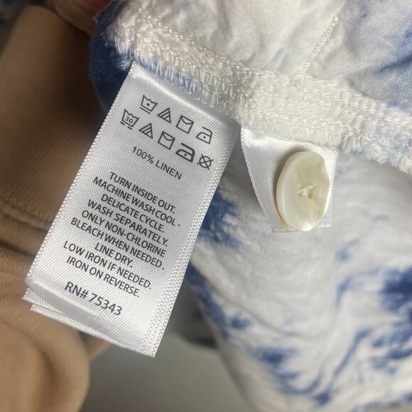 Rachel Zoe Size Large Linen Hooded Button Down Blouse Tie Dye Costal Beah Boxy - Picture 8 of 8